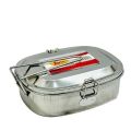 Silver Double-Lock Lunch Box - Practical and Stylish Square-Shaped Container. 