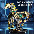Mechanical horse building block model with movable limbs and lights, DIY dynamic assembly toy, programmable STEM education set.
