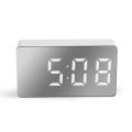 1Pc White LED Mirror Table Clock Snooze Display Time Night Light Desktop USB Alarm Clock Home Decor. 