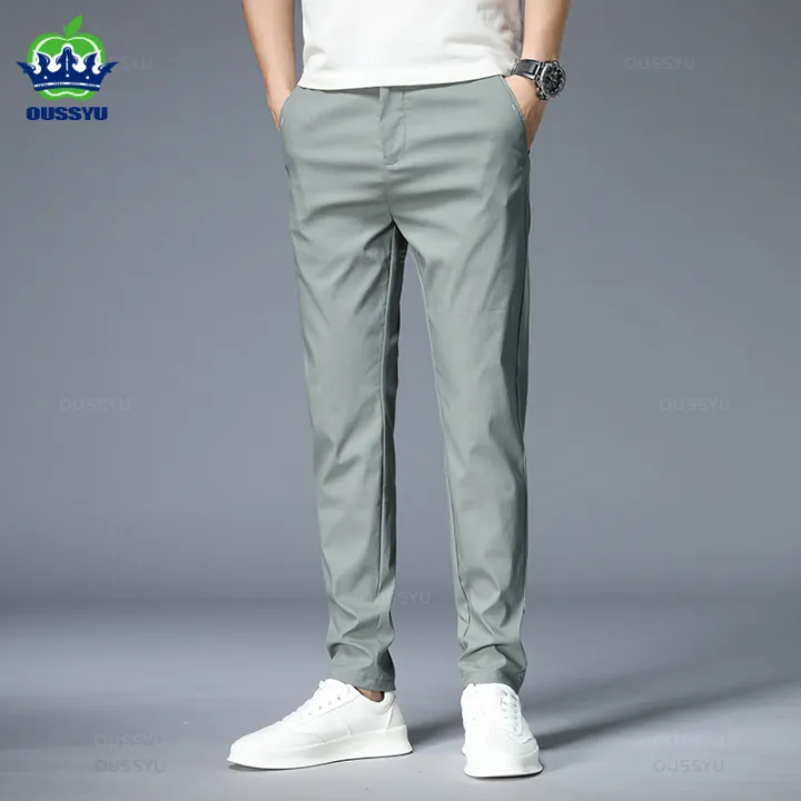 Summer%20Thin%20Casual%20Pants%20Men%20Cotton%20Stretch%20Slim%20Fit%20Elastic%20Waist%20Business%20Classic%20Korean%20Trousers%20Male%20Khaki%20Black%20Green%2028-38%20-%20Image%202