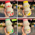 480ml Plastic Water Bottle Tour Drinking Bottle Yakult Shape Cute Kawaii Milk Carton Shaker Bottle For Kids/Girl/Adult Glass.