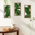 3pcs Boho style Hollow Wood Retro Rustic Leaf Pattern Wall Hanging Art Living Room Bedroom Wall Hanging Home Decoration. 