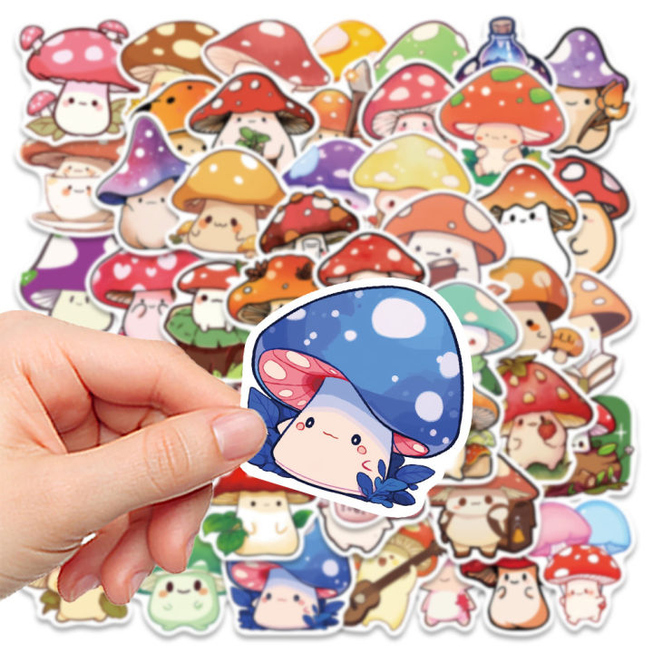 50pcs Cute Mushroom Graffiti Stickers Waterproof Decals For Laptop ...