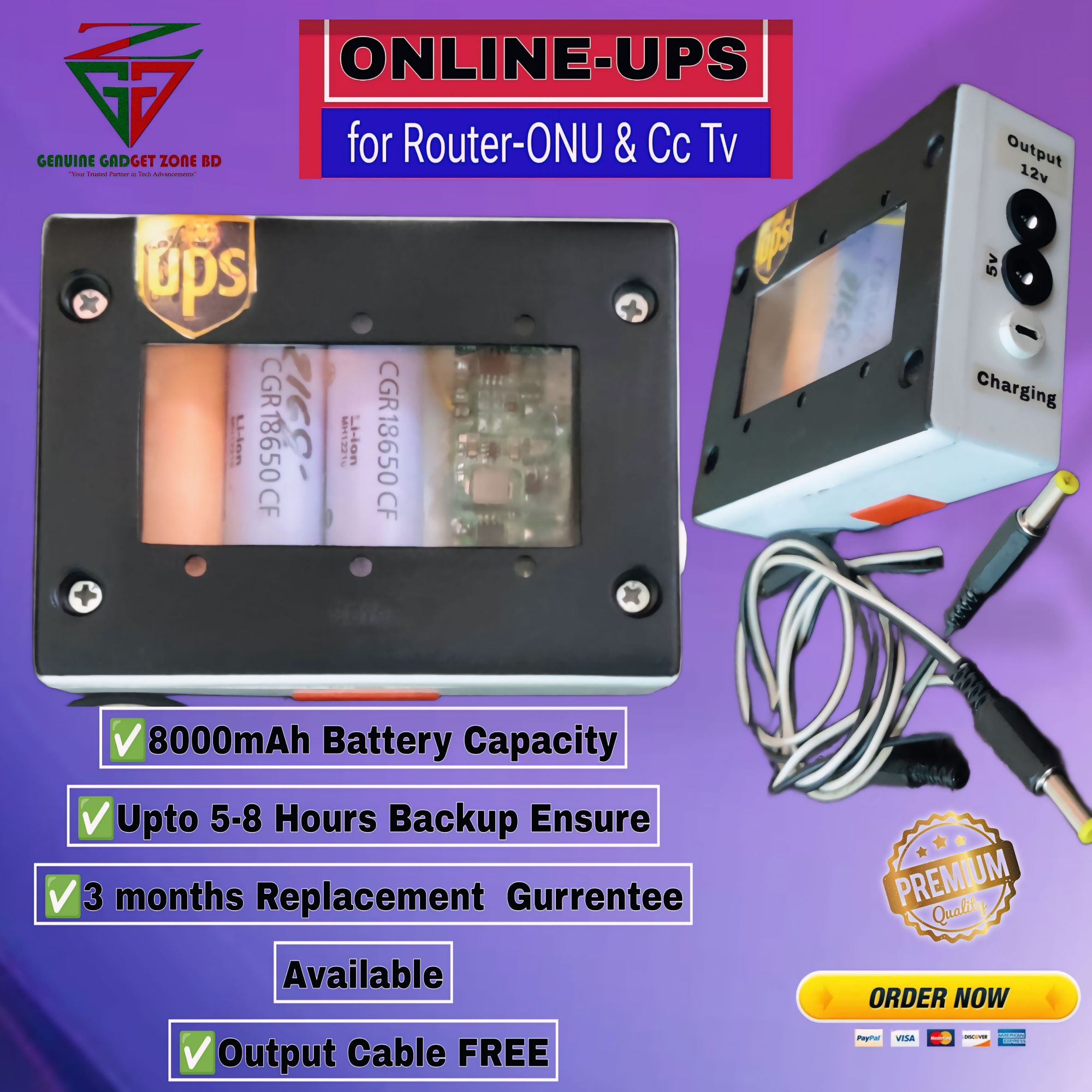 Wifi Mini Dc ups for Router onu & cc cam,smart reliable power backup solution