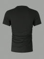 Men's solid color round neck short sleeved T-shirt simple and fashionable pure cotton heavyweight high-quality streetwear. 