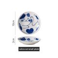 4pcs Ceramic Sauce Dishes Sushi Plate Tableware Japanese Style Dessert Creative Cute Cartoon Lucky Cat Pattern Spice Plate.
