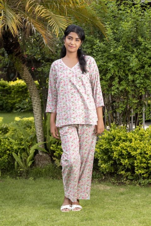 Pink Small Flower Dori Pyjama Set