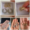 Huitan Big/Small Two Sizes Hoop Earrings for Women Full Paved CZ Stone Bling Bling Female Circle Earrings Temperament Jewelry.