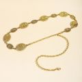 Retro style women's metal waist chain accessories Decorative circle carved chain belt high style accessories.