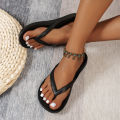 Women's Summer Casual Fashion Waterproof Non-Slip Breathable Comfort Slip-On Solid Color Round Toe Flip-Flops. 