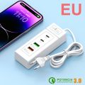 4 Ports USB Fast Charging Charger Type C Wall Charger For iPhone Samsung Xiaomi Huawei Phone Charger EU/US/UK Plug Power Adapter. 