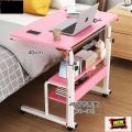 Double Layer Laptop Table Height Adjustable Movable Laptop Desk With Storage Shelf Lazy Sofa Corner Lift Computer Desk Table 2 Layers. 