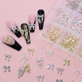 96/50Pcs 3D Bowknot/Ribbon Metal Nail Art Charms Sliver/Gold Alloy Bows Nails Rhinestones Decor Luxury DIY Manicure Accessories.