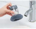 Stainless Steel Wireball and Dishwashing brush with Soap Dispenser, Scrub Kitchen Wash Tool Jonna for kitchen cleaning brush and Pot dish plastic with washing up liquid for self dispensing cleaning , Soap dispenser. 
