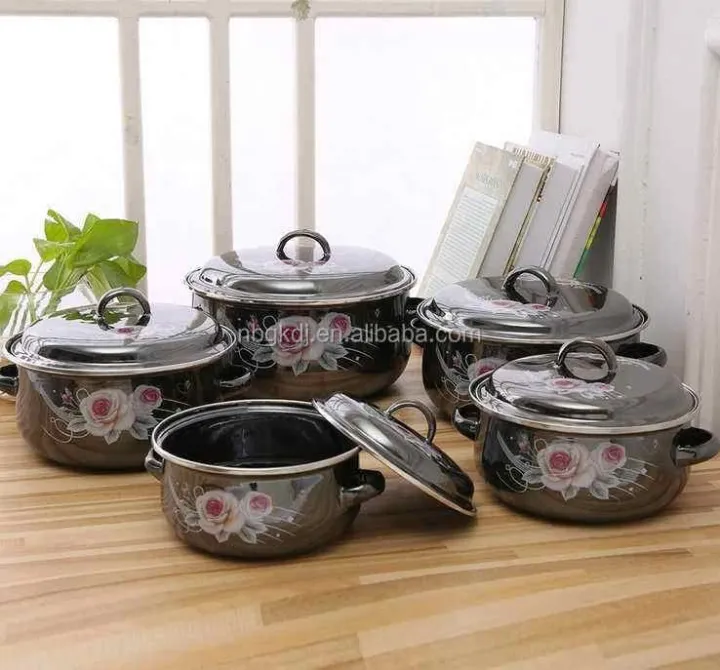 Enamel Design Cookware 5 pieces Casserole Set with Lids (5 Pieces) 5 pieces donga set