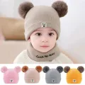 Winter Children Warm Baby Knitted Hats with Pom Pom Kids Knit Beanie Hats Solid Color Children's Hat for Boys Girls Accessories. 