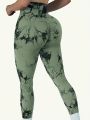Tie Dye Seamless High Waisted Workout Leggings for Women Scrunch Butt Lifting Yoga Gym Athletic Pants.