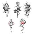 5PCS Wolf Lion Waterproof Temporary Tattoo Sticker Tiger Rose Flower Dragon Snake Skull Animal Body Art Arm Fake Tatoo Men Women. 