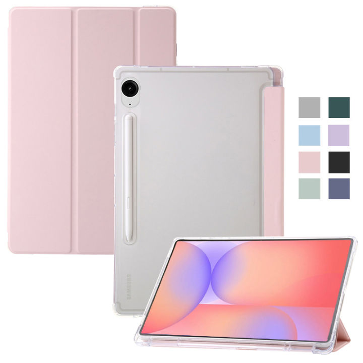 Folding Tablet Leather Case with Pen Holder For Samsung Galaxy Tab S10 Lite S10FE 10.9 in Acrylic Clear Anti-fall Bracket Cover