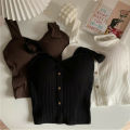 Women's Y2K Cropped Tops with Bra Pads Summer Corset Korean Suspenders Vest Sexy Camisole Slim New. 