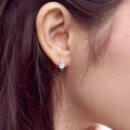 Huitan Simple Small Hoop Earring Inlaid Classic 6 Prong Solitaire Shiny Zircon Elegant Accessories Daily Wearable Women Earrings.