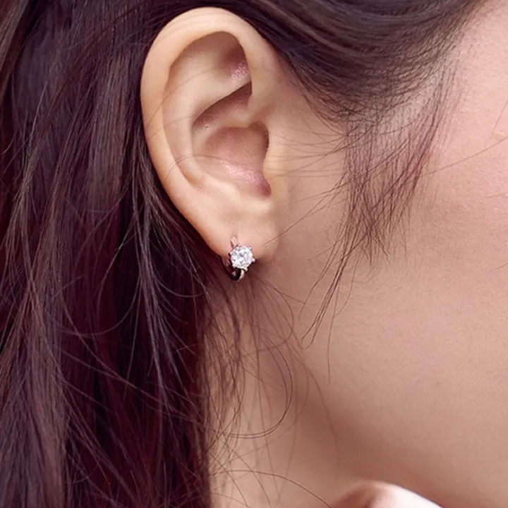 Huitan%20Simple%20Small%20Hoop%20Earring%20Inlaid%20Classic%206%20Prong%20Solitaire%20Shiny%20Zircon%20Elegant%20Accessories%20Daily%20Wearable%20Women%20Earrings%20-%20Image%206