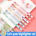 6 pcs/pack Kawaii Cat Claw Pastel Color Highlighters Drawing Art Markers Fluorescent Pen Gift Stationery Cute School Supplies. 