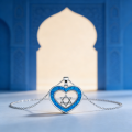 Luxury Blue Heart Opal Pendant with Star of David Inside,White K Plated Meaningful Jewelry,Dainty Minimalist Necklace for Women. 
