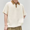 Becoolman - Men's Polo Shirt, Loose Version, Waffle Fabric, Casual T-Shirt, Fashion Color Matching, Vintage Trend, Simple and Easy to Match.. 