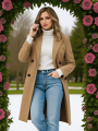 Women's Double Breasted Thickened Woolen Coat Warm Fashion Jacket for Commute Weekend.