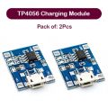 2 Pcs 5V mini TP4056 Lithium Battery Charging Board. Micro USB Charging module for 18650 Cell and 3.7v Cell. 