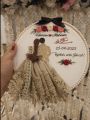 Customized Bat Paki / Marriage Fixed / Date Fixed Hand Embroidery Hoop - 8 Inch Wooden Frame | Personalized Gift. 