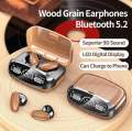 M35 Tws Wood Grain Bluetooth Earphone Led Display 9D Stereo Sound Music Headphone Wireless Earbuds Touch Control Sport Earphone With Mic - Bluetooth.