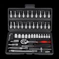 1 Set of 46-Piece Car Repair Tool Set, Ratchet Wrench Tool Box, Car Maintenance Socket Repair Kit, Hardware Kit, Multifunctional Car Repair Tool Kit. 