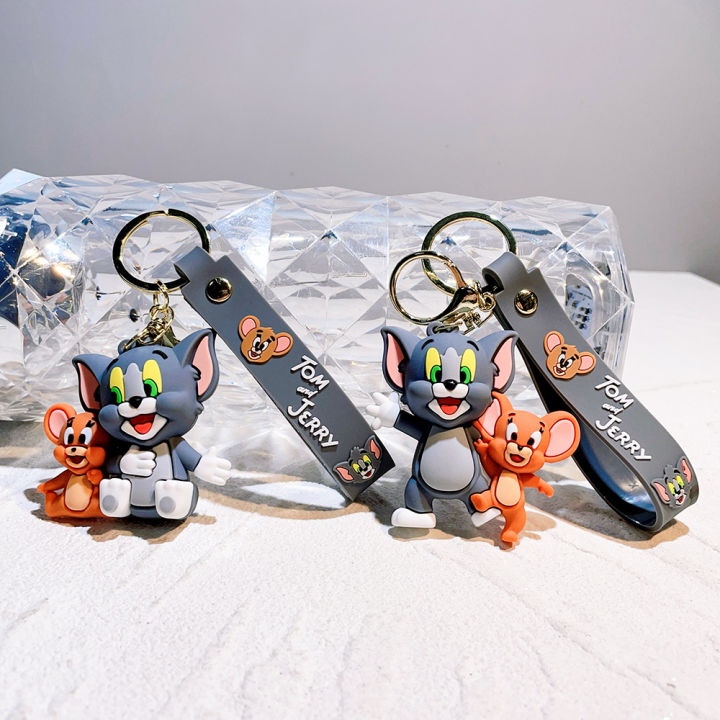 Tom and Jerry Anime Cartoon Ornament Keychain Car Key Bag Pendant Cute