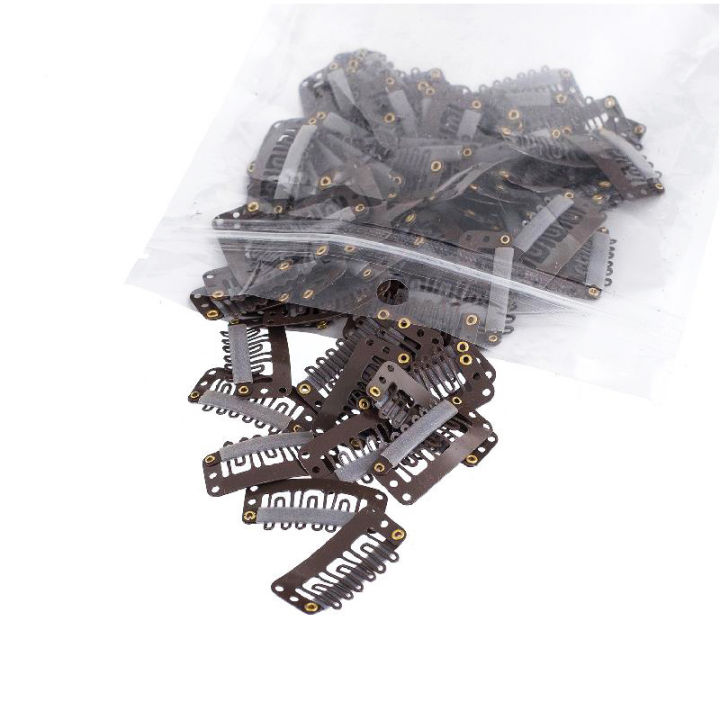 50/30/10pcs%20Hot%20Sale%20Wig%20Comb%20Clips%20Extension%20Clips%20Snap%20Hair%20Extension%20Clips%20For%20Women%2032mm%20Black/Coffee%20Clip%20-%20Image%206