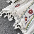 Summer Women's Shirt Bohemian Holiday Style Embroidered Tassel Chiffon Cardigan New Waist Female Slim Short Tops.