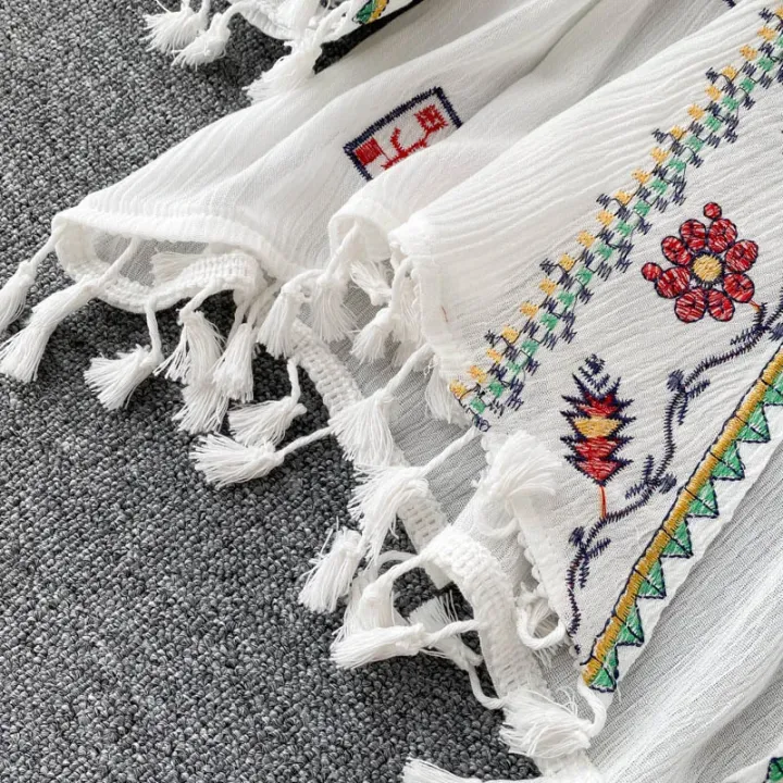 Summer%20Women's%20Shirt%20Bohemian%20Holiday%20Style%20Embroidered%20Tassel%20Chiffon%20Cardigan%20New%20Waist%20Female%20Slim%20Short%20Tops%20-%20Image%206