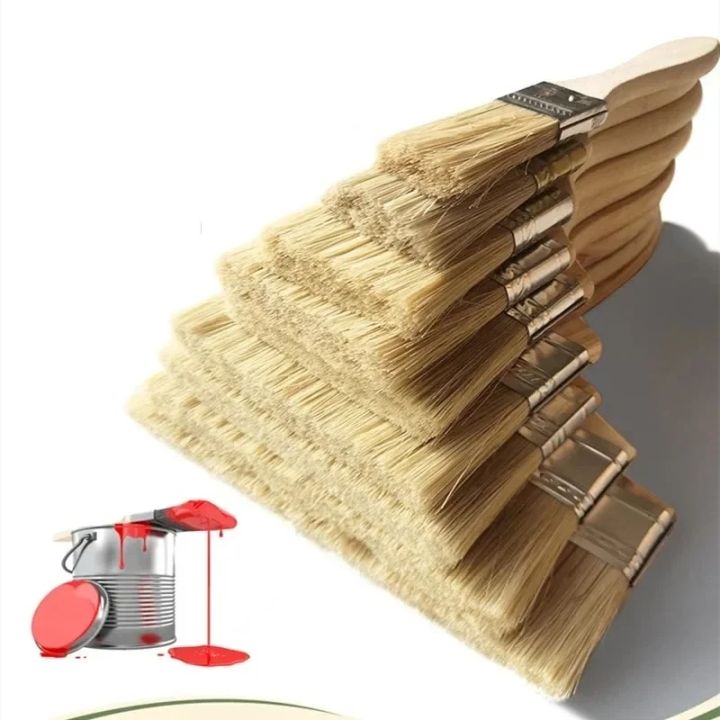 5pcs Paint Brush Wooden Handle BBQ Brush 1/2/4/5/6 Inch Soft Hair Painting Brushes for Wall and Furniture Paint Tool Set