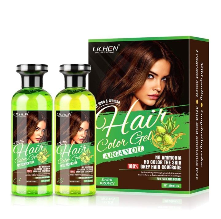 Dark Brown Hair Gel Color 100% Coverage 250x2=500ML