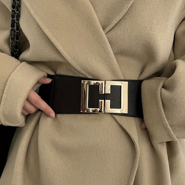 Fashion%20Geometric%20Buckle%20Wide%20Belt%20Black%20Casual%20Elastic%20Belt%20Elegant%20Dress%20Coat%20Belt%20Women%20-%20Image%203