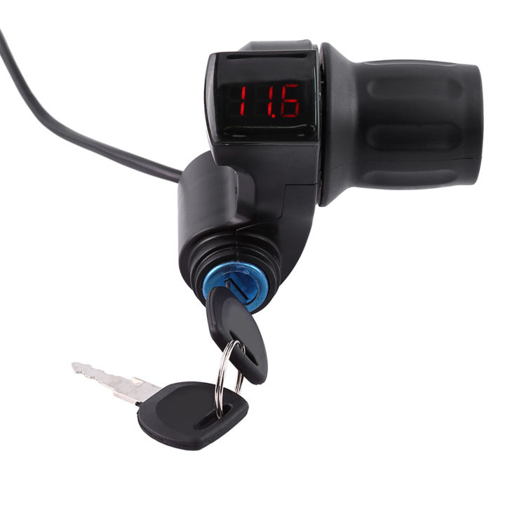 E Bike Throttle With Key Electric Bike Thumb Throttle, 12v-84v Electric Throttle Grip Handlebar Grip Twist Throttle With LCD Battery Voltage Display Key Knock For Electric Cars Bike Scooter Motorbike E Scooter - 10