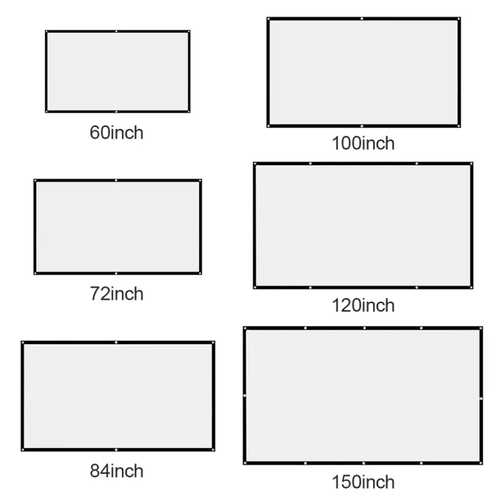 16:9 Ratio Hight-density semi-transparent Portable Projection Screen 1080P 3d 4K HD Projector Movie 60-150 Inchs for Home Office