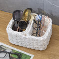3pcs Handmade Straw Woven Soft Storage Round Paper Rope Storage Basket for Organizing Decorative Storage Bins Office Storage Box. 