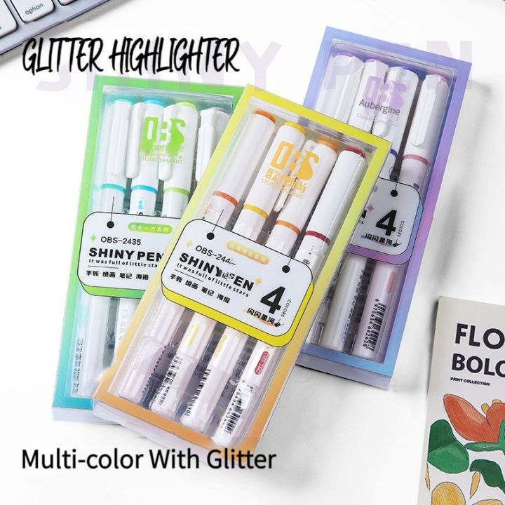 4Pcs/Set%20Aesthetic%20Star%20Glitter%20Highlighters%20Shiny%20Scrapbook%20Doodle%20Pen%20Notebook%20Highlight%20Markers%20Pencil%20Kawaii%20Kids%20Stationery%20-%20Image%203