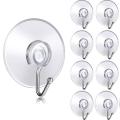 Suction Cup Hooks, 1.77 Inches Clear PVC Suction Cups with Metal Hooks Removable Small Suction Cups for Kitchen Bathroom Shower Wall Window Glass Door. 