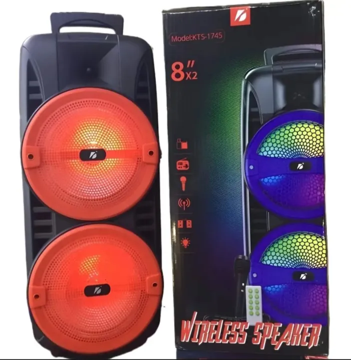 KTS%201745%20Speaker%20Dual%208*8%20Portable%20speaker%20wire%20Bluetooth%20Speaker%20with%20Mike%20-%20Image%204