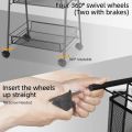 3 Tier Rolling Basket, Mesh Wire Multi-Function Storage Cart Shelves with Wheels for Home Kitchen Pantries, Detachable Metal Basket Rack for Food Fruit Vegetable Snacks, Easy Assembly (Black). 