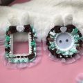 Cute Bunny Ear photo Card Holder DIY Mint Candy Lace Bow Badge Base Kawaii Lolita Portable Itabag inner Decor Photocard Case.