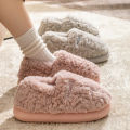 Cotton slippers women's winter new style bag heel home warm and non slip plush cotton shoes for men wearing outside. 